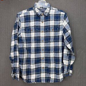 American Eagle Outfitters Mens XL Slim Fit Blue & White Plaid Button-Up Shirt